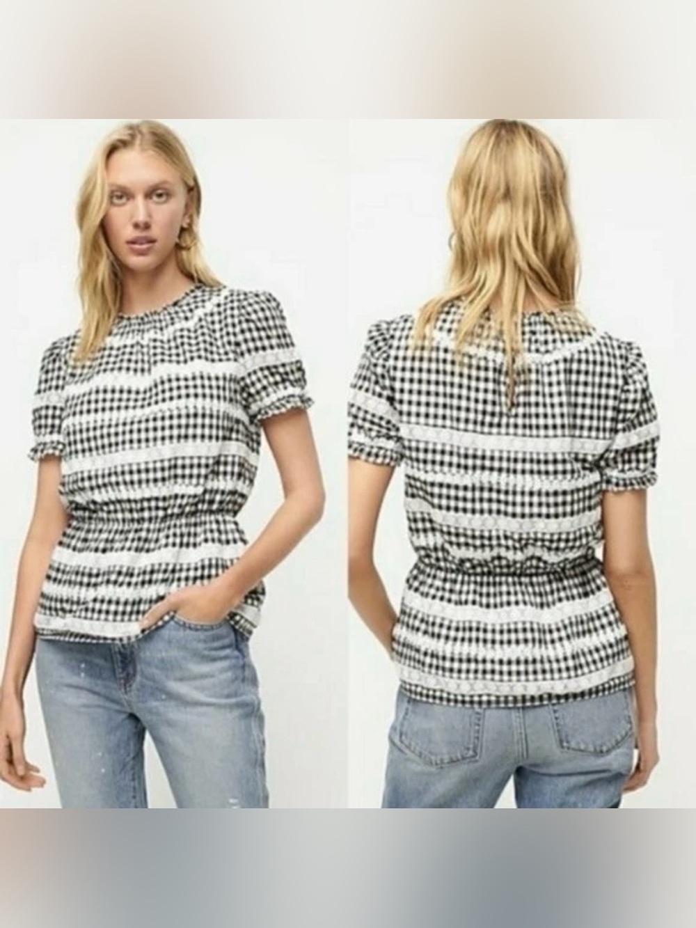 J Crew Gingham Blouse Womens S Cottagecore Daisy Chain Rustic Prairie Feminine